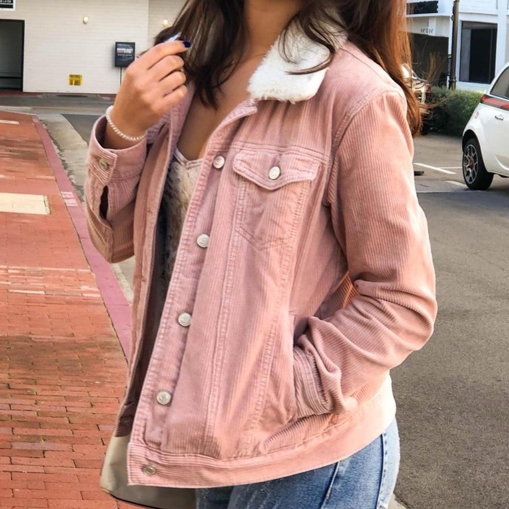 pink corduroy sherpa jacket